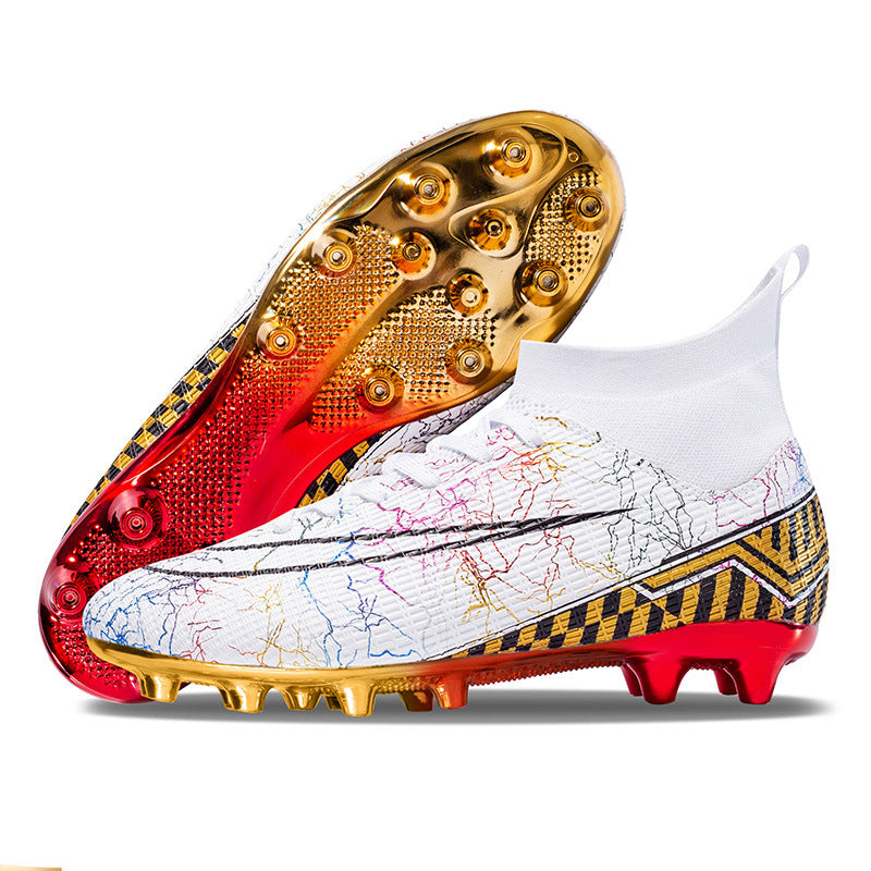 Pro High-Top Soccer Cleats – Gold-Stud Training Boots