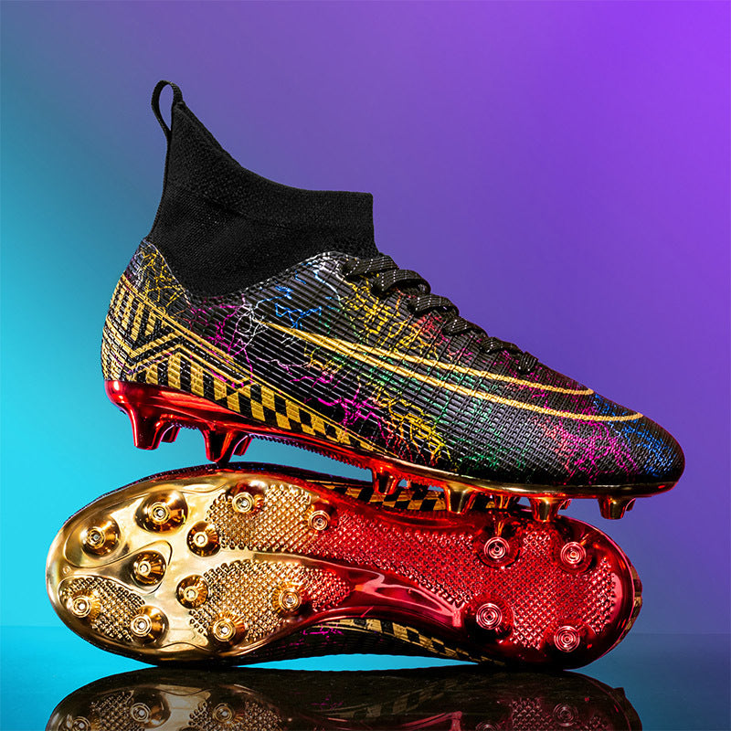 Pro High-Top Soccer Cleats – Gold-Stud Training Boots