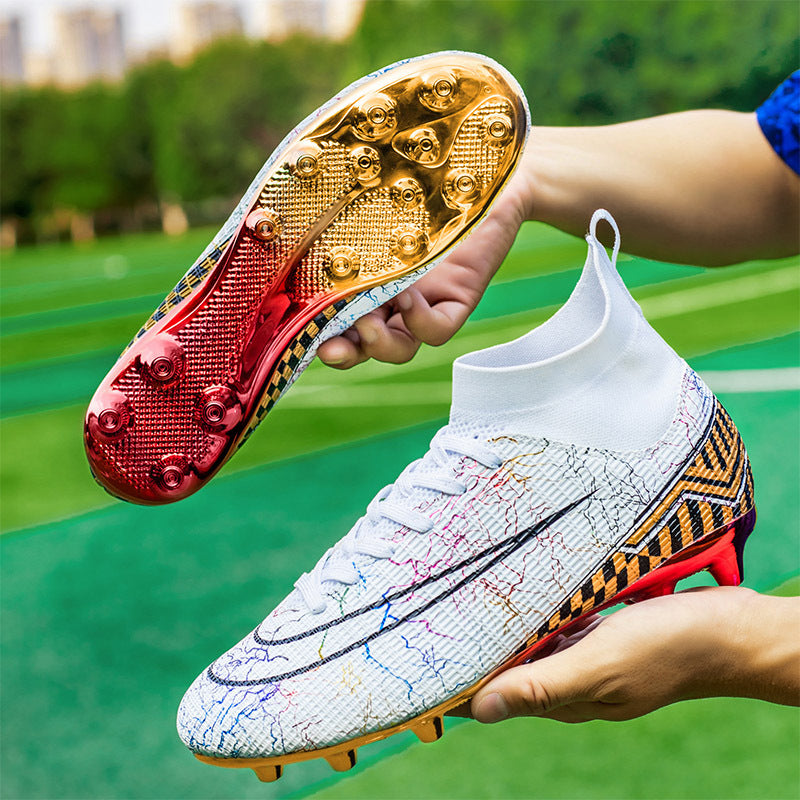 Pro High-Top Soccer Cleats – Gold-Stud Training Boots