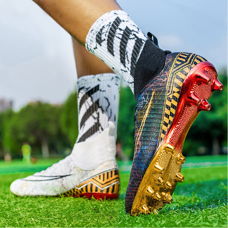 Pro High-Top Soccer Cleats – Gold-Stud Training Boots