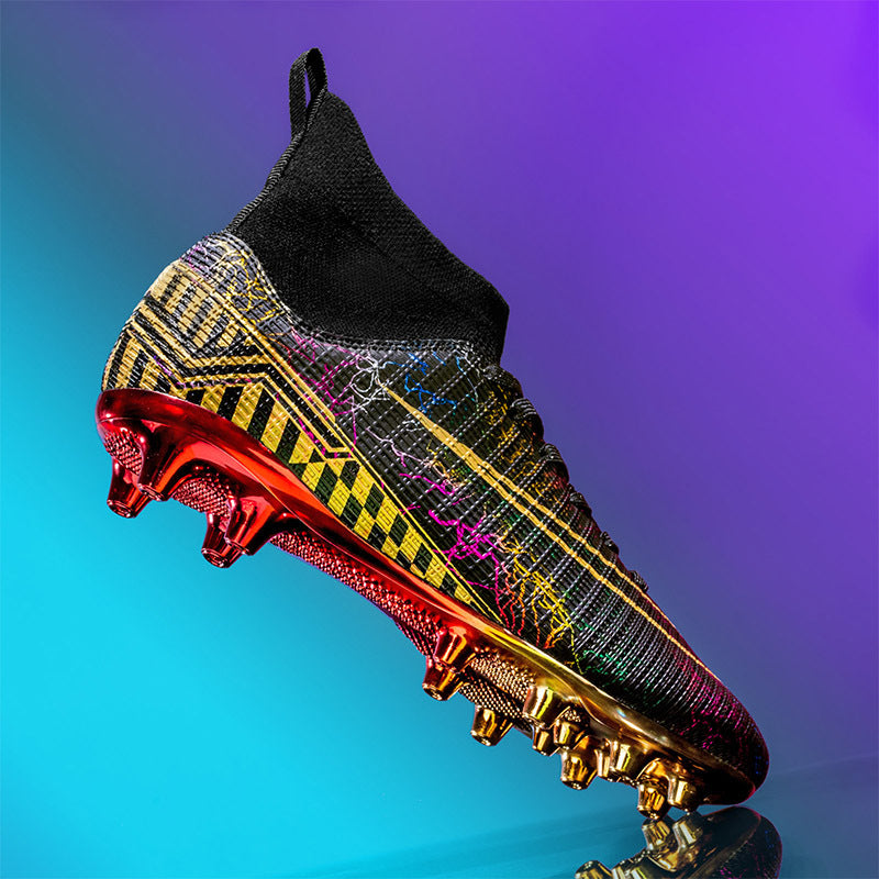 Pro High-Top Soccer Cleats – Gold-Stud Training Boots